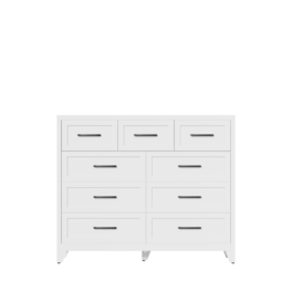 Forest'nSky - Metal 9 drawer 51.97 in. Wide Chest of Drawers with 5-Foot Design & Modern Handles for Living Room - White