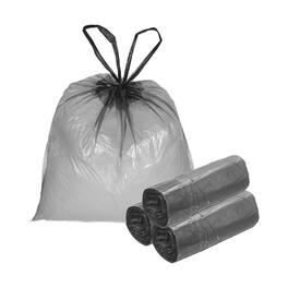 Unique Bargains - 80pcs Trash Bags with Drawstring, 5.2 Gallon 20" Unscented Bathroom Bin Liners for Home Office Kitchen - Silver