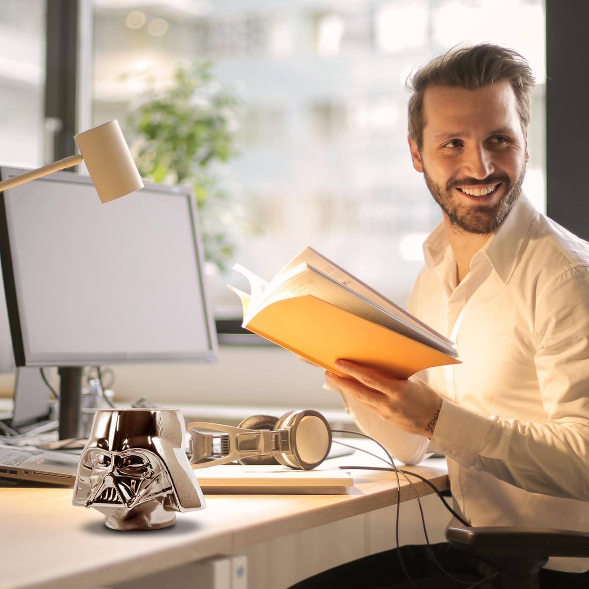 Alt View 4. Surreal Entertainment - StarWars Collectible | Star Wars Darth Vader Mug | Chrome Molded - Silver.
