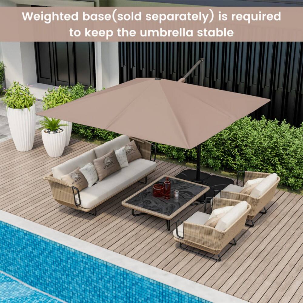 Weighted base (sold separately) is required to keep the umbrella stable