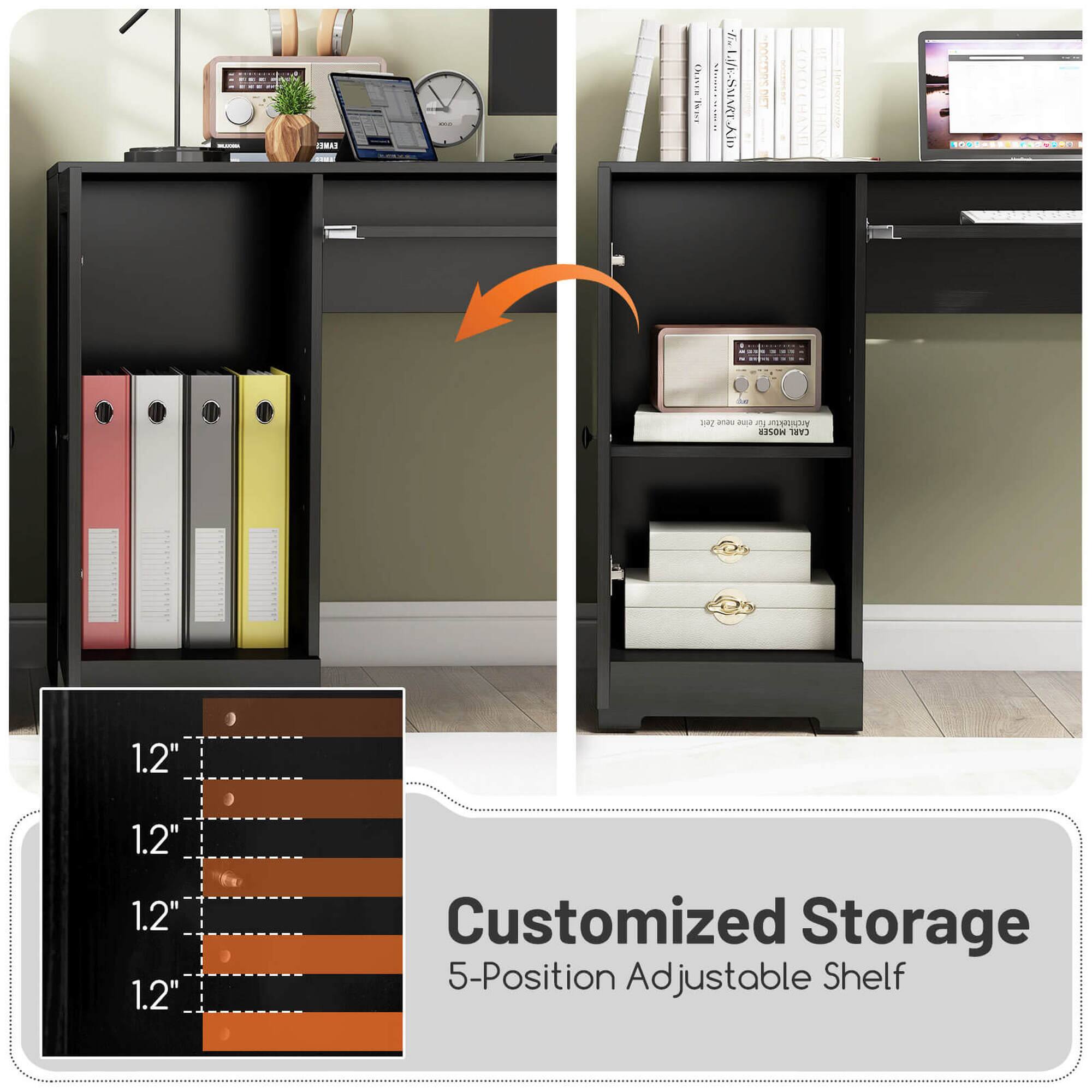 Customized Storage, 5-Position Adjustable Shelf, 1.2" 1.2" 1.2" 1.2"