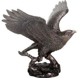 Pacific Trading - Eagle Flying of Branch Statue Figurine Animal Wildlife Bird Decoration 12 x 8 inch - Bronze