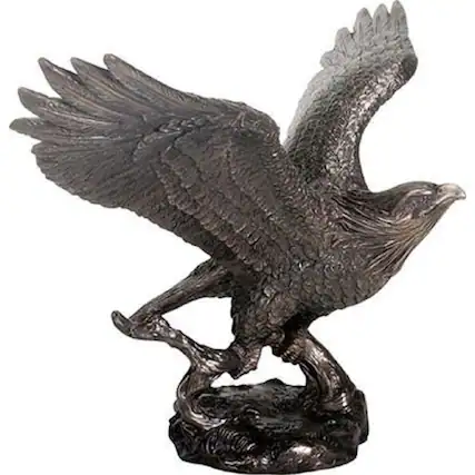 Front. Pacific Trading - Eagle Flying of Branch Statue Figurine Animal Wildlife Bird Decoration 12 x 8 inch - Bronze.