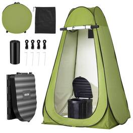 VEVOR - Portable Toilet Kit, 330 lbs Load Capacity, Folding Camping Toilet with Pop-Up Privacy Tent, Outdoor Travel Potty - Green