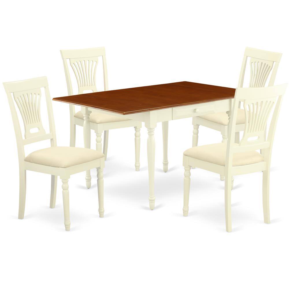 Left. East West Furniture - Dining Room Set Buttermilk & Cherry - Brown.