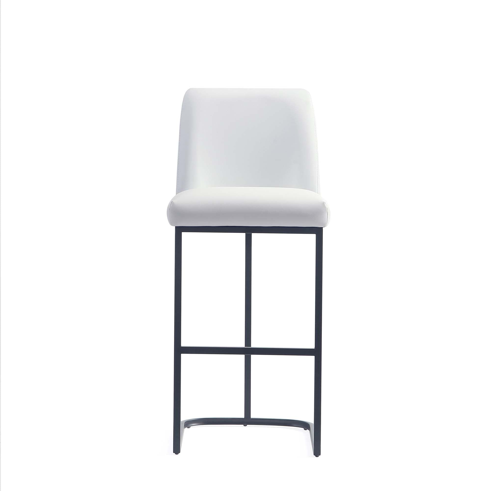 Alt View 2. Manhattan Comfort - Serena Modern Metal Upholstered Barstool - Set of 3 - White.