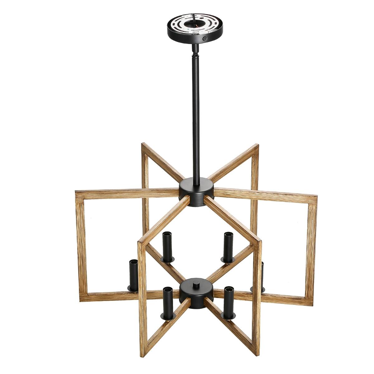 Front. Loheer - Loheer 6-Light Chandelier, Black Metal Farmhouse Dining Room Hanging Light with Adjustable Height.