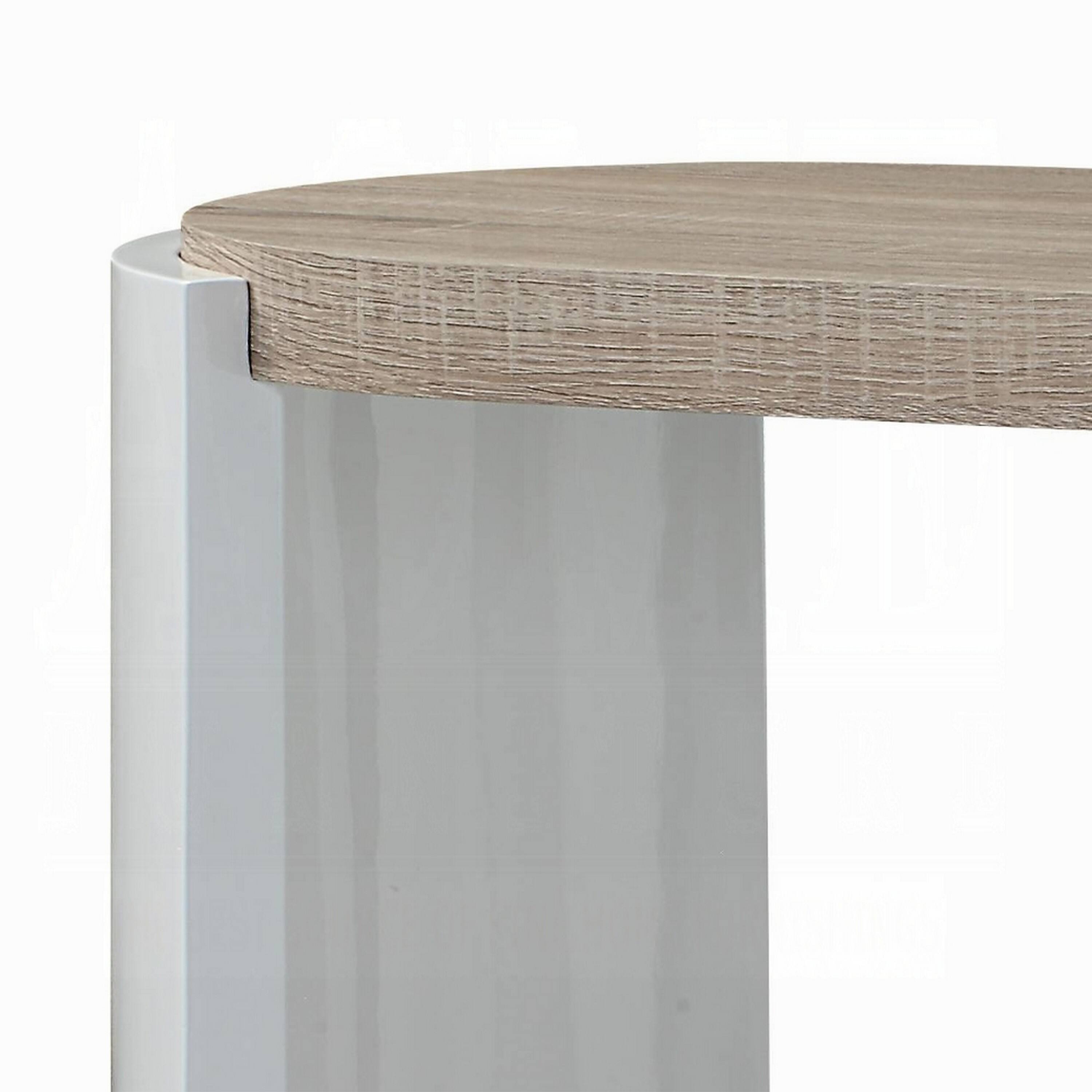 Alt View 3. Manhattan Lane - Romani Sofa Console Table, White High Gloss Wood, Brown, Oval 47 Inch - White, Brown.