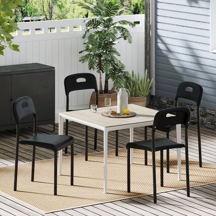 Front. Acekool - Stackable Dining Chairs with Metal Legs – Plastic Waiting Room Chairs for Conference Room Office Dining Table - Black 4PCS.