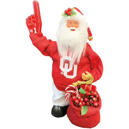 Front. Santa's Workshop - Oklahoma Sooners 12" Animated Musical Santa - Red.
