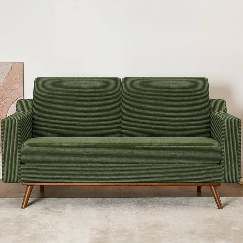 Dyonery - 65.4" Loveseat Sofa,Tool-Free Setup Small Couches,Green Corduroy - Green