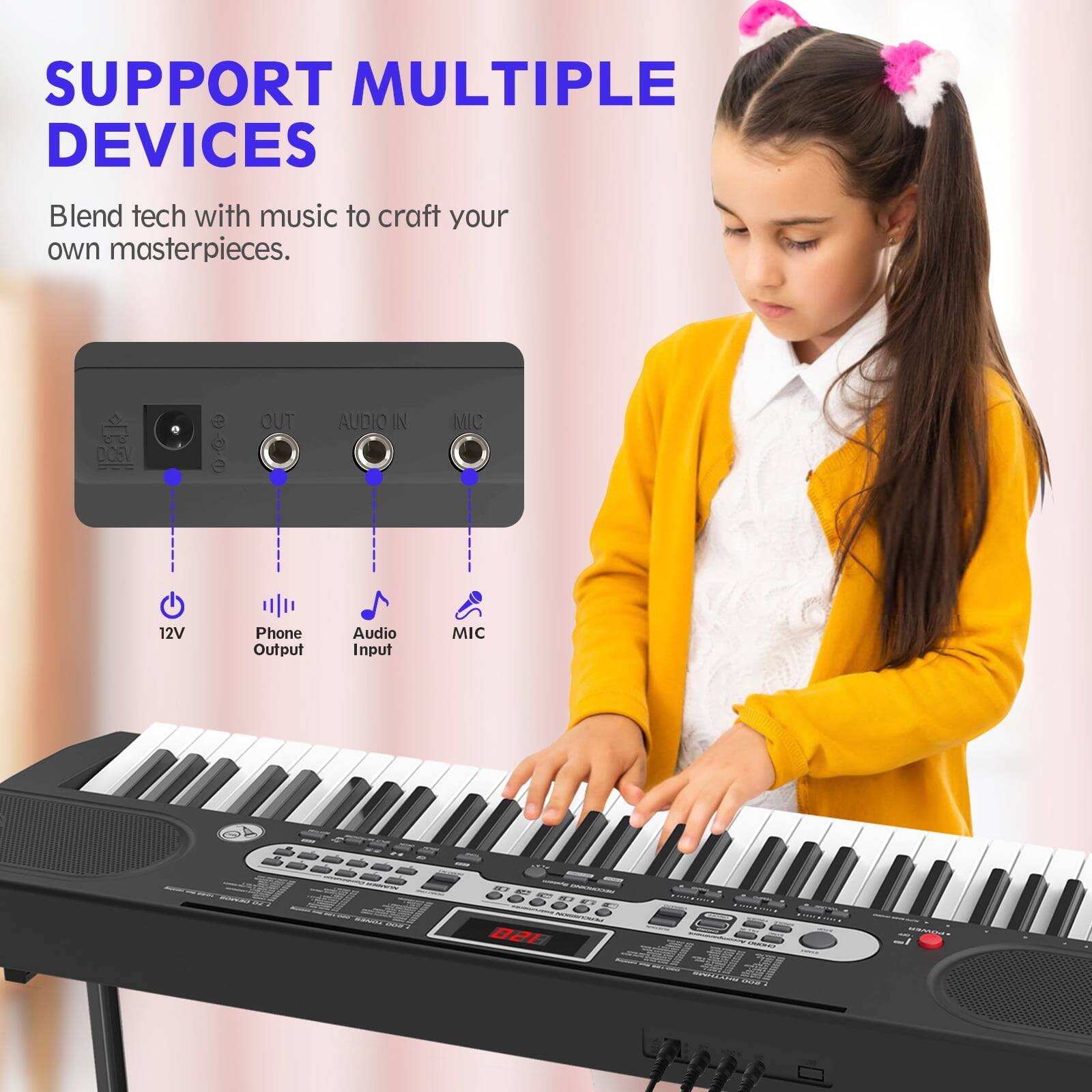 SUPPORT MULTIPLE DEVICES

Blend tech with music to craft your own masterpieces.

- 12V
- Phone Output
- Audio Input
- MIC
