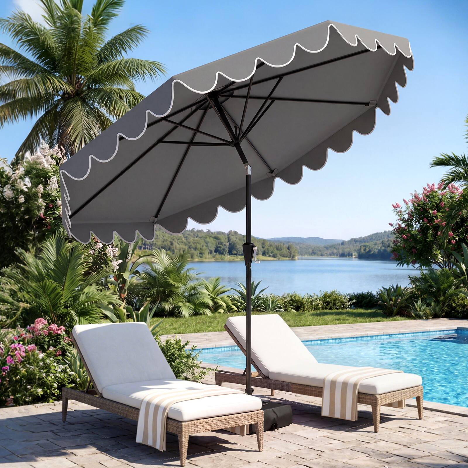 Alt View 1. Costway - Costway 10 FT Patio Umbrella with Weighted Base Sandbags Push Button Tilt & Crank Wine - Wine.