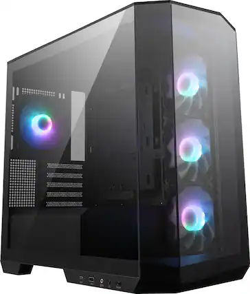 I'm sorry, but the text "UJ......00 2 + in de TOKE" does not seem to be related to the image of the computer tower. The image shows a black computer tower with a clear side panel, revealing the internal components, including a motherboard and fans.