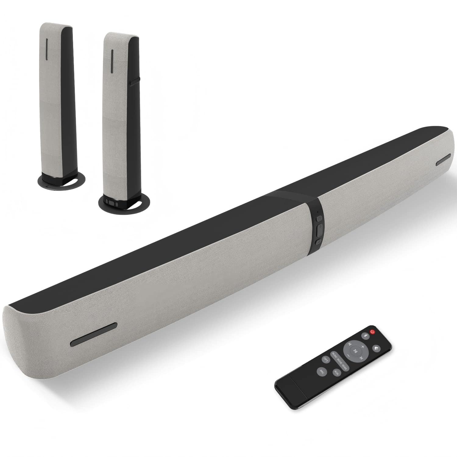 Dazzling Pops - Sound Bar For Smart Tv 90w Soundbar With tooth arc optical aux Connect Auto Volume Boost 3 Customizable - Silver