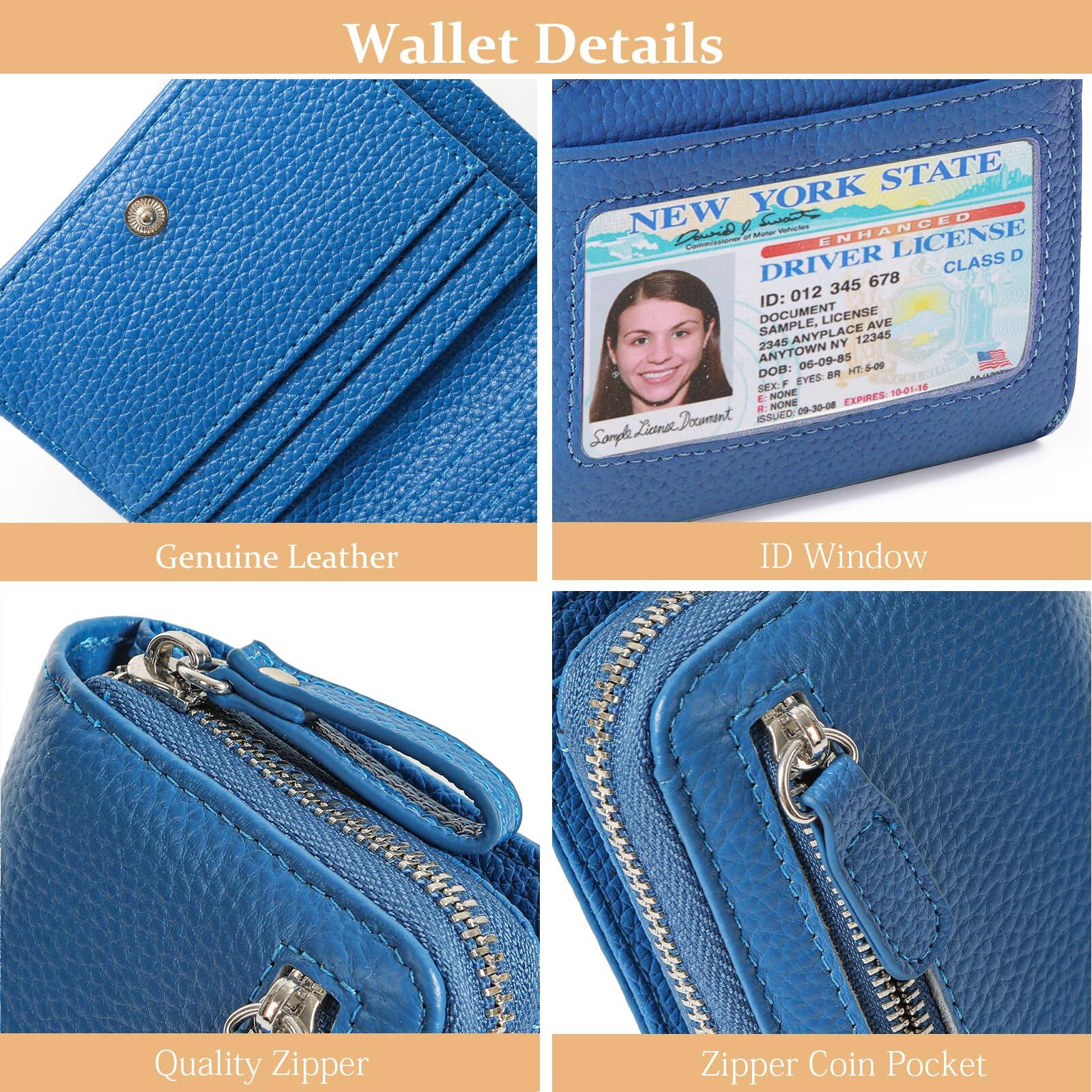 Back. Jadie Link - Genuine Wallet Women Rfid Blocking Card Holder Small Leather Womens Zipper Window Pocket Selected Genuine Leather small - Zz-Red.