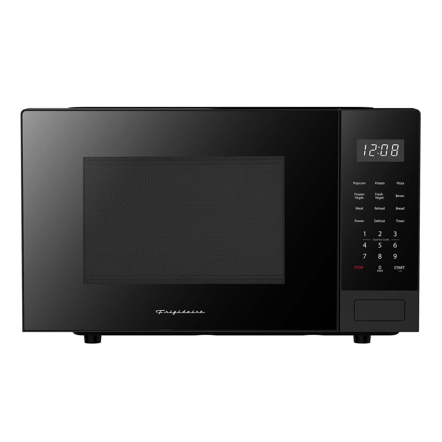 12:08 Popcorn Potato Pizza  
Frozen Fresh Veget.  
Bever.  
Meat Reheat Bread  
Beverage Defrost Timer  
1 2 3  
4 5 6  
7 8 9  
STOP 0 - START  
Frigidaire