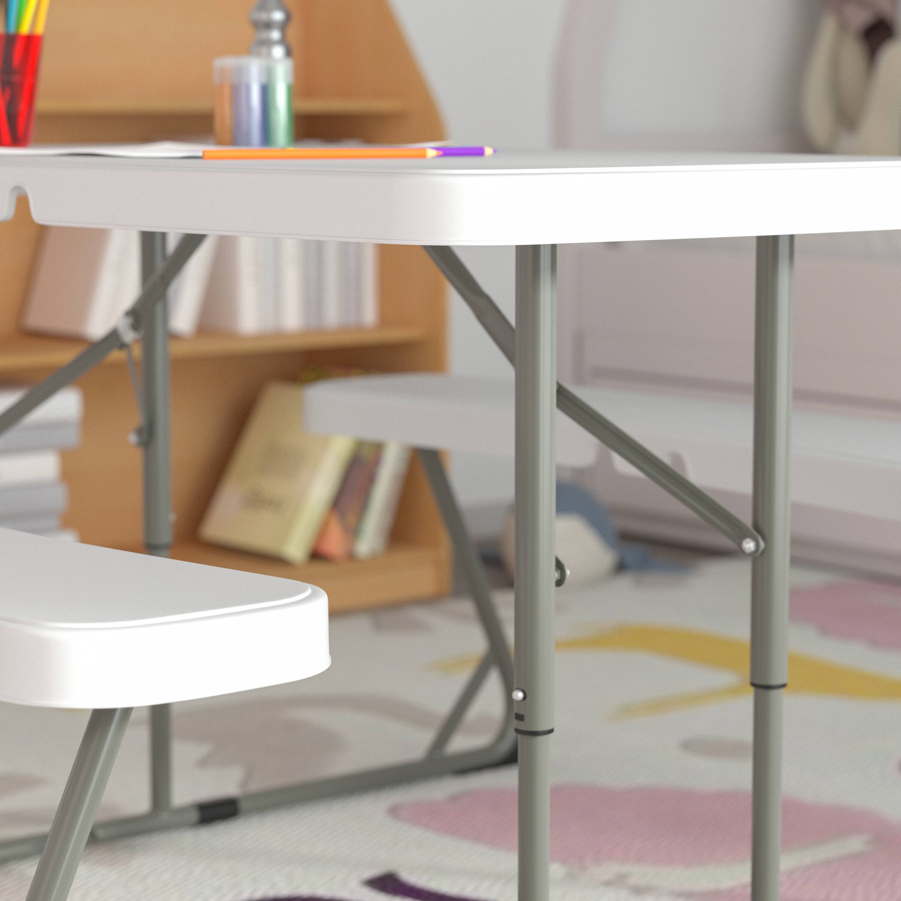 Alt View 5. Emma + Oliver - 4.93-Foot Kid's Plastic Folding Activity Table - Play Table - Granite White.