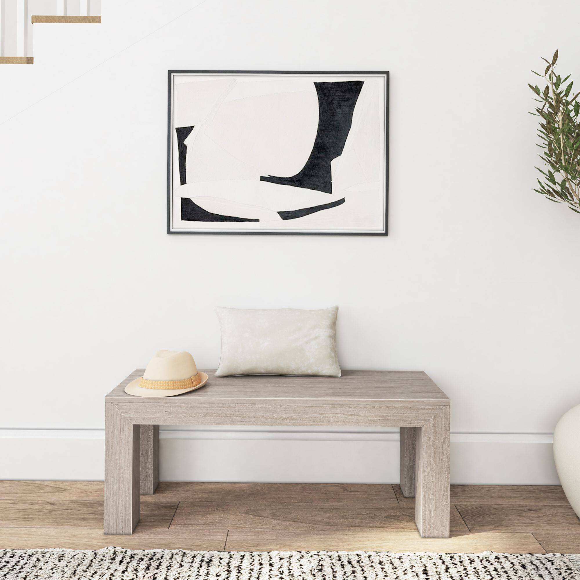 Alt View 3. Plank+Beam - Modern Dining Bench - 1524mm/60in, Seashell Wirebrush - Seashell.