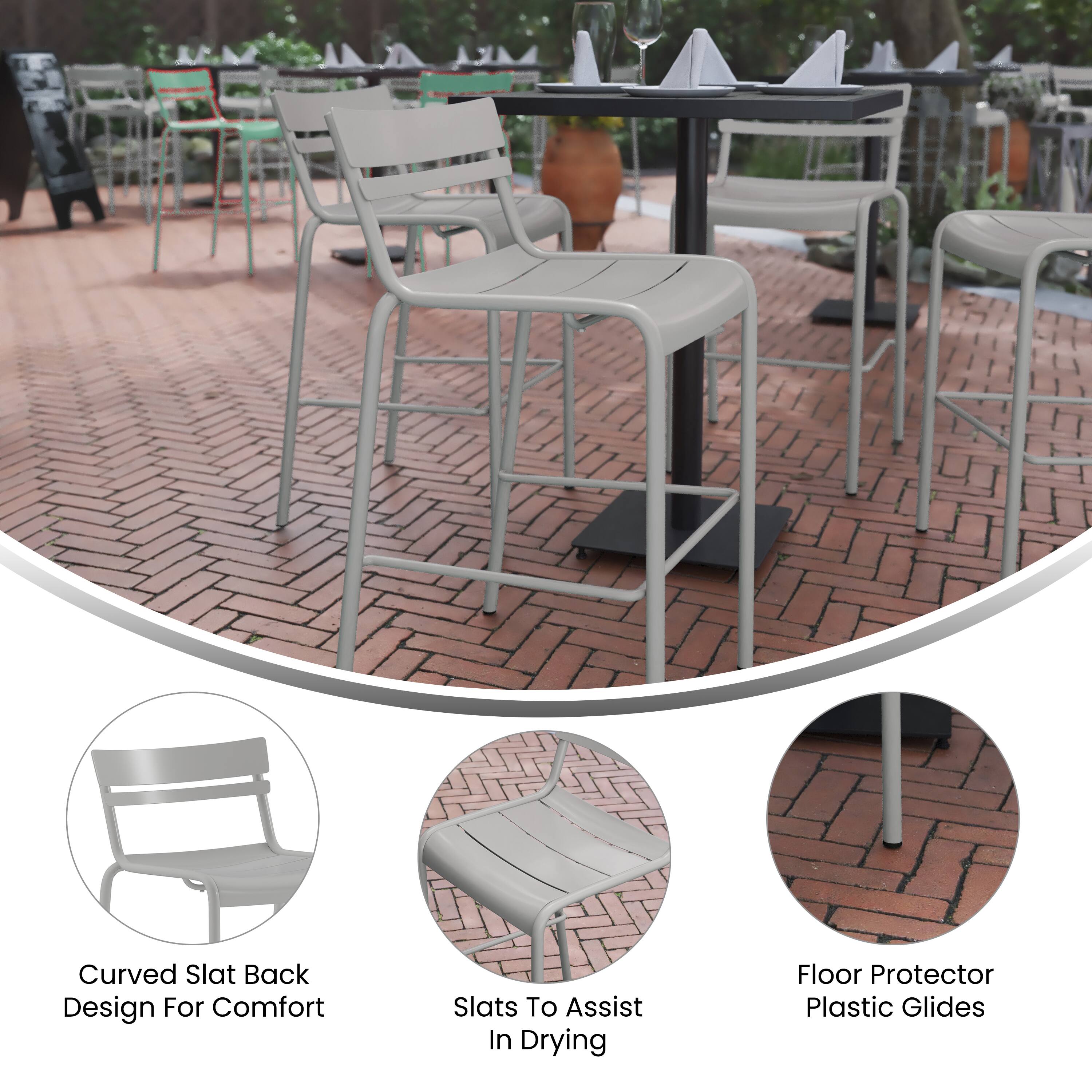 - Curved Slat Back Design For Comfort
- Slats To Assist In Drying
- Floor Protector Plastic Glides