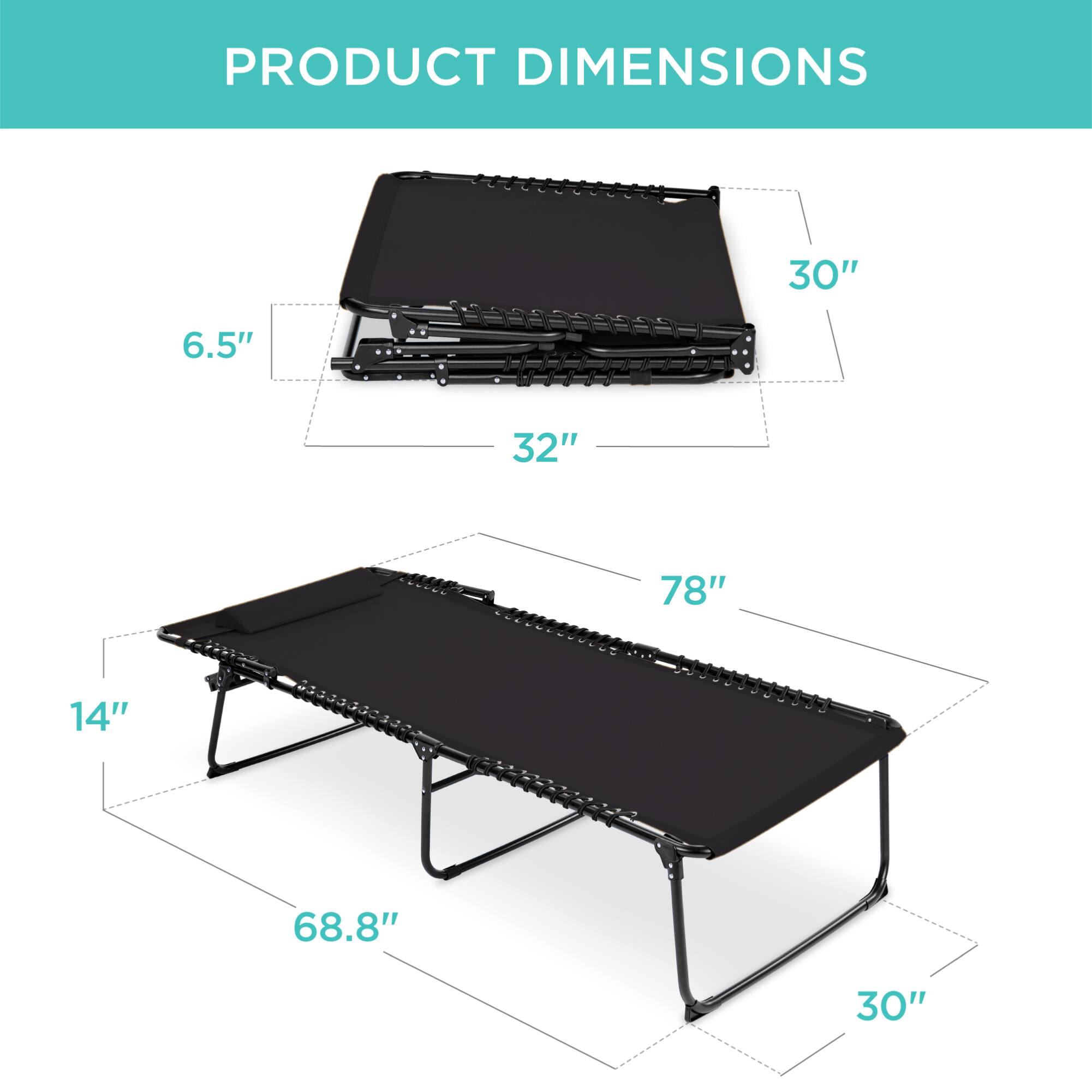 PRODUCT DIMENSIONS

- 30"
- 6.5"
- 32"
- 78"
- 14"
- 68.8"
- 30"