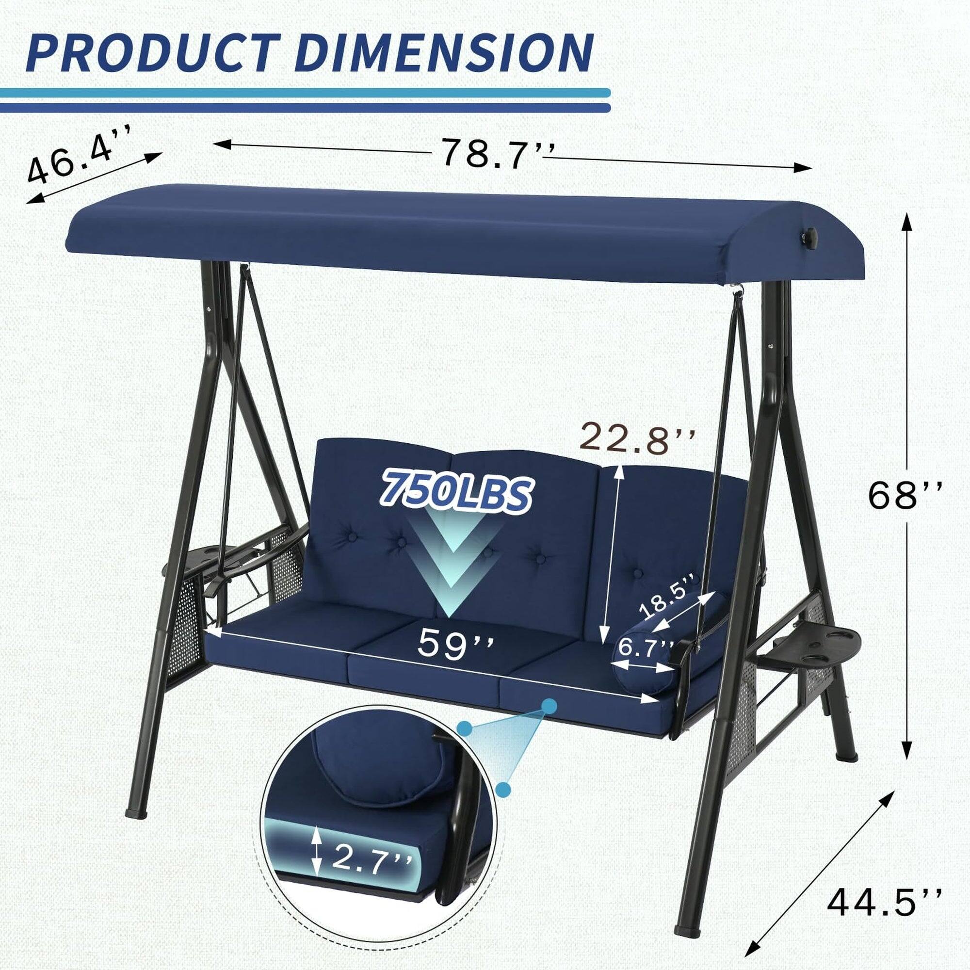 PRODUCT DIMENSION  
46.4" x 78.7" x 22.8"  
750LBS  
68" x 59" x 18.5"  
6.7" x 2.7" x 44.5"