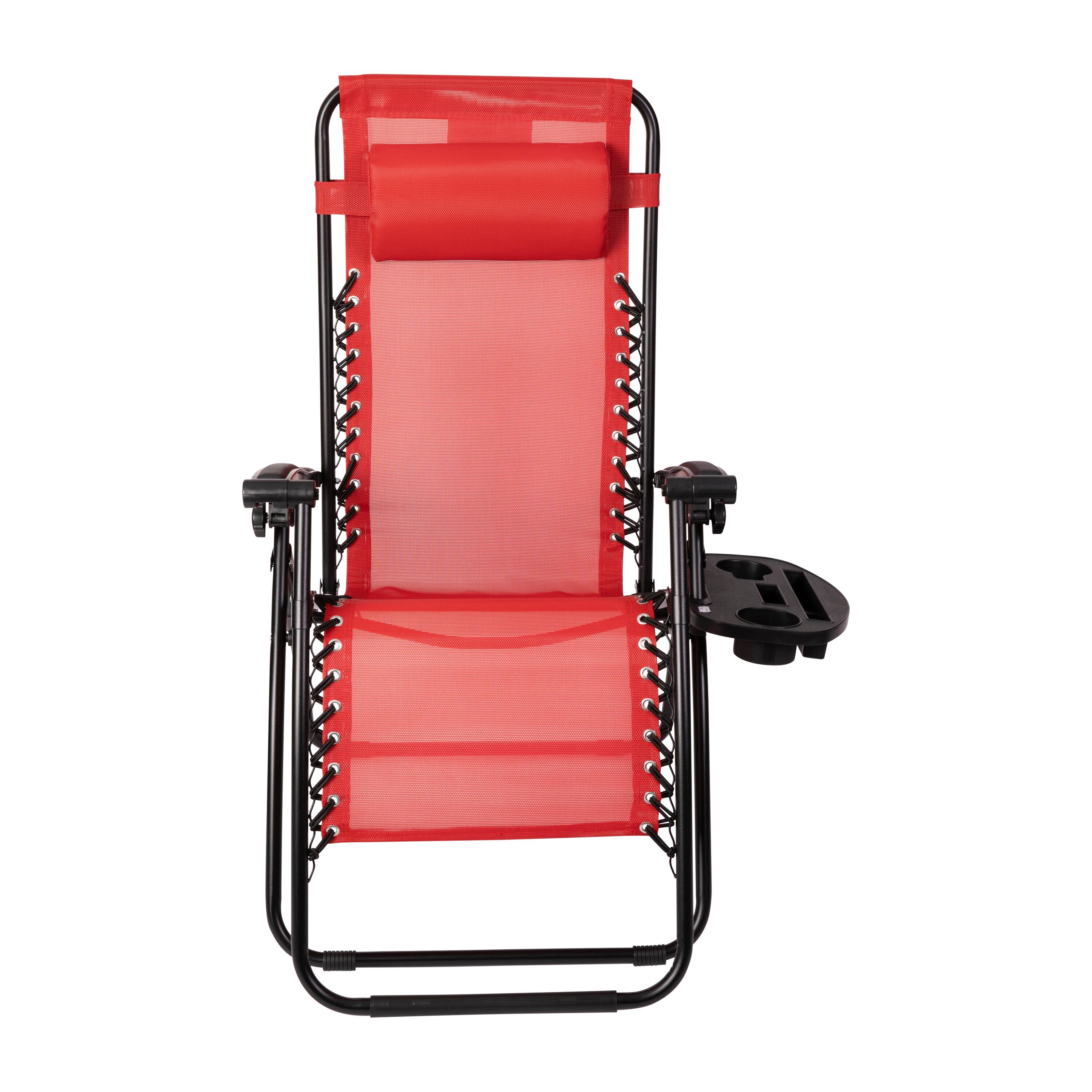 Alt View 10. Emma + Oliver - 2 Pack Adjustable Mesh Zero Gravity Lounge Chair with Cup Holder Tray - Red.