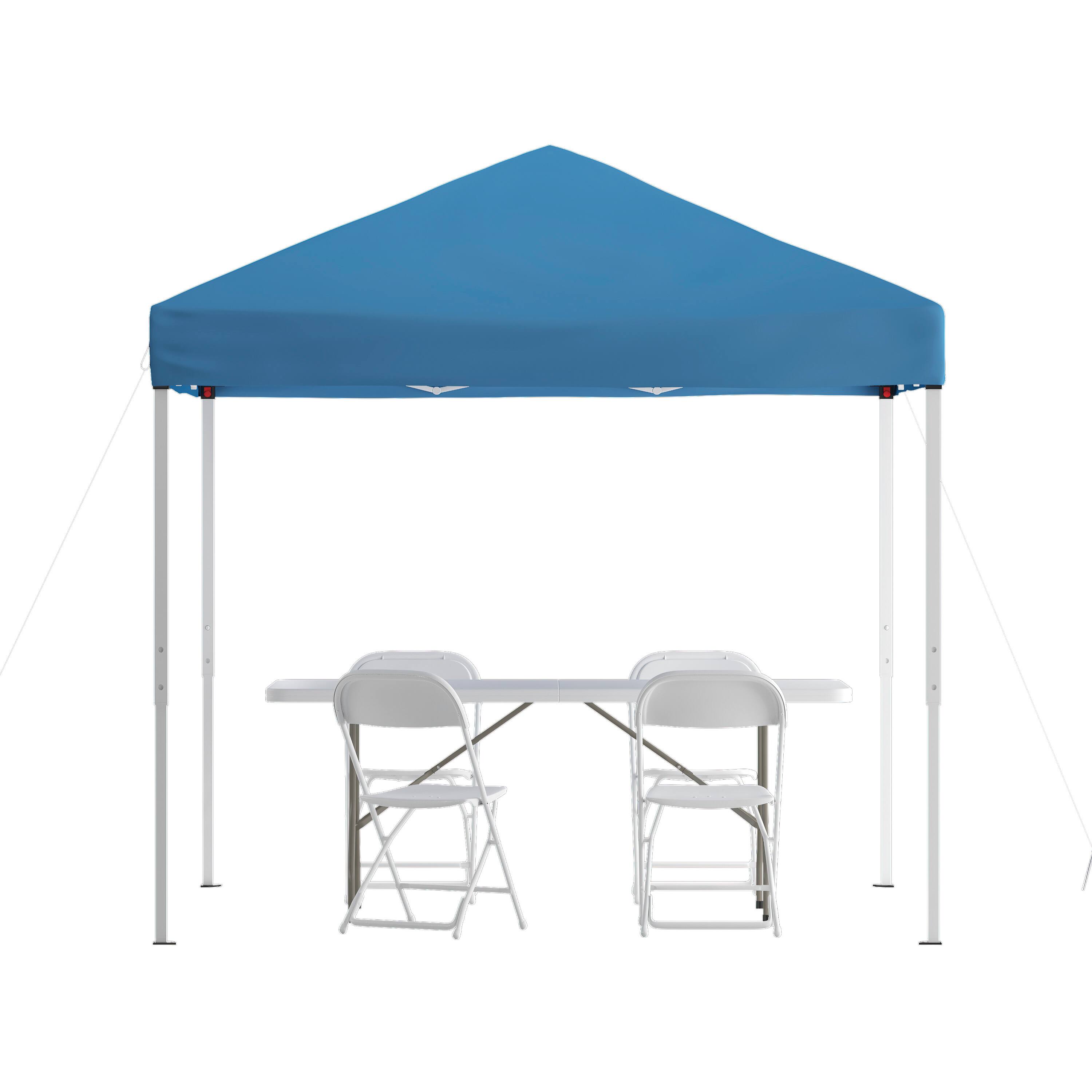 Alt View 1. Emma + Oliver - Outdoor Event/Tailgate Set with Pop Up Event Canopy with Carry Bag, Bi-Fold Table and 4 Folding Chairs - Blue.