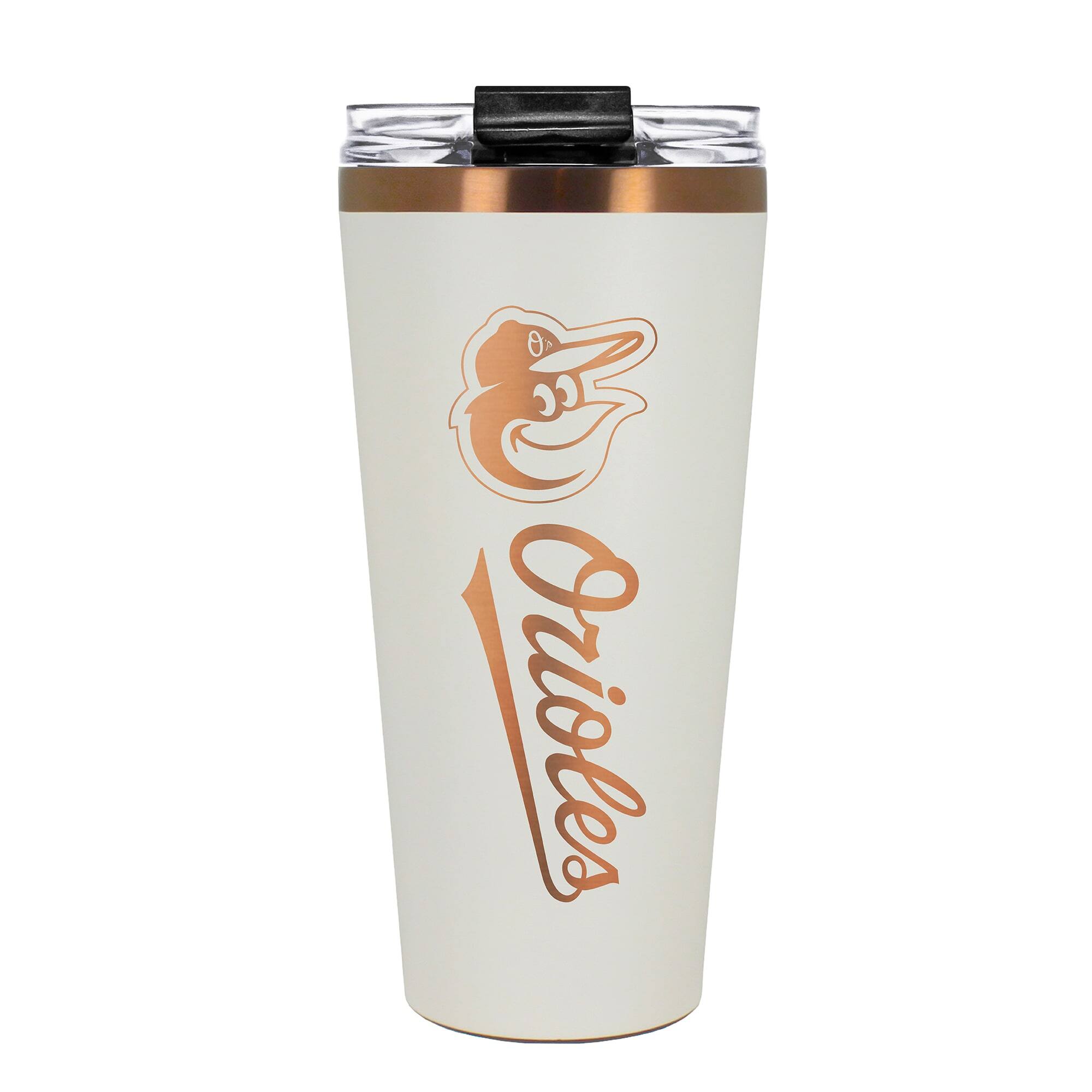 Front. Great American Products - Baltimore Orioles 30oz. Big Slim Tumbler - Cream.