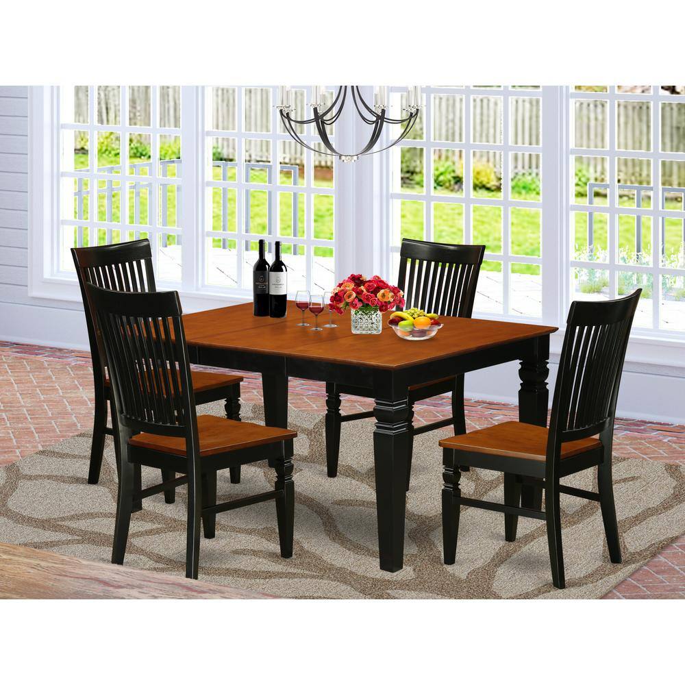 Back. East West Furniture - Dining Room Set Black & Cherry - Brown.