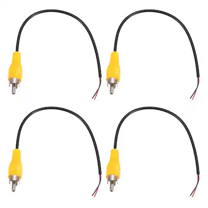 Front. Unique Bargains - 4pcs 8in RCA Audio Subwoofer Cable, 1 RCA Male Plug to Bare Wire Open End Audio Video Speaker for Amplifier Home Theater - Yellow.