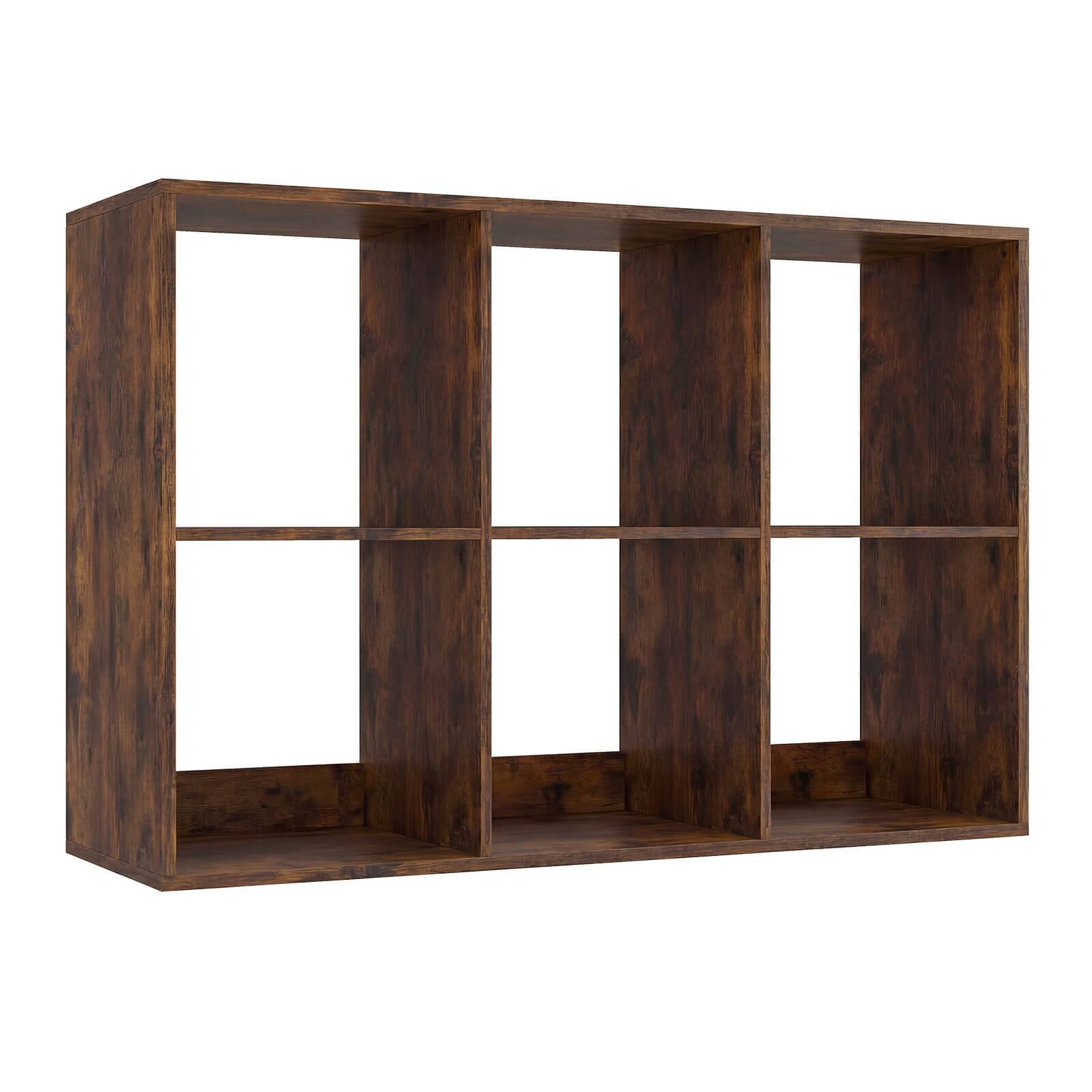 Alt View 9. Costway - Costway 6-Cube Bookshelf, Modern Cubby Bookcase with Back Guardrail & Anti-tipping Kits - Brown.