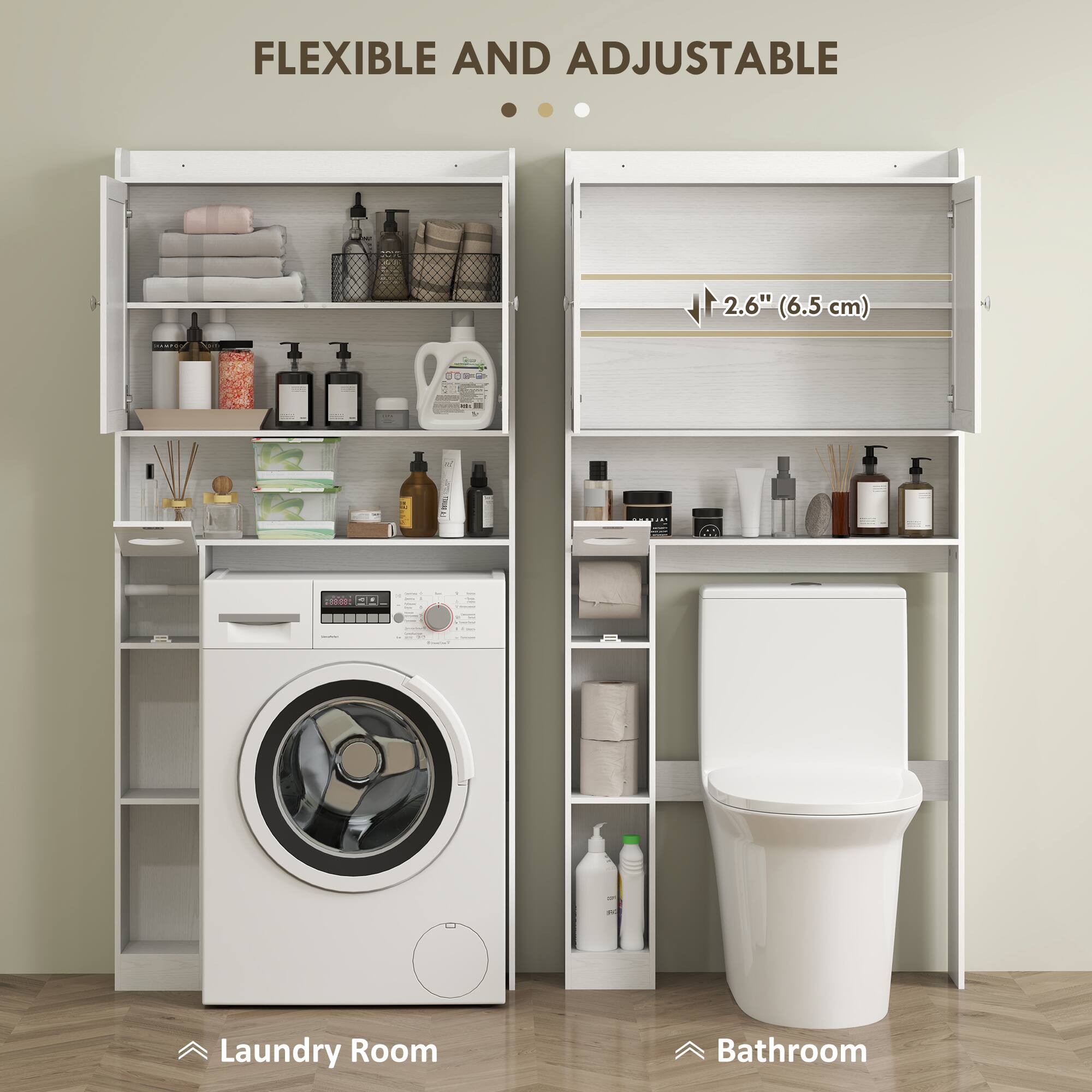 FLEXIBLE AND ADJUSTABLE -2.6" (6.5 cm) Laundry Room Bathroom