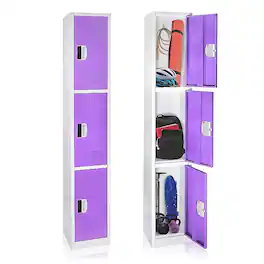 AdirOffice - Storage Locker 629-Series 72" H 3-Tier Steel Compartment Digital Lock Locker - Purple