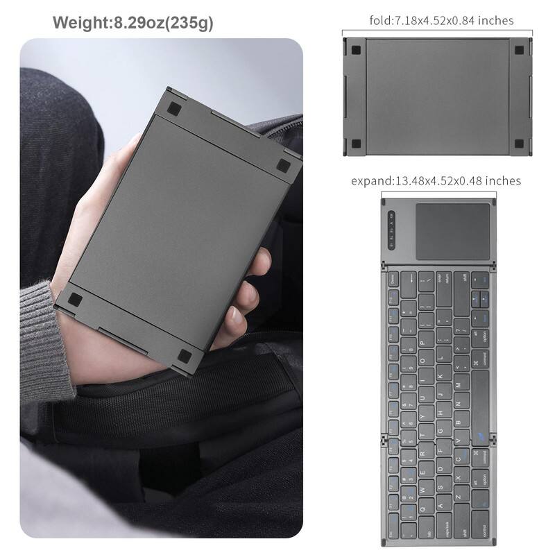 Weight: 8.29oz (235g)

fold: 7.18x4.52x0.84 inches

expand: 13.48x4.52x0.48 inches