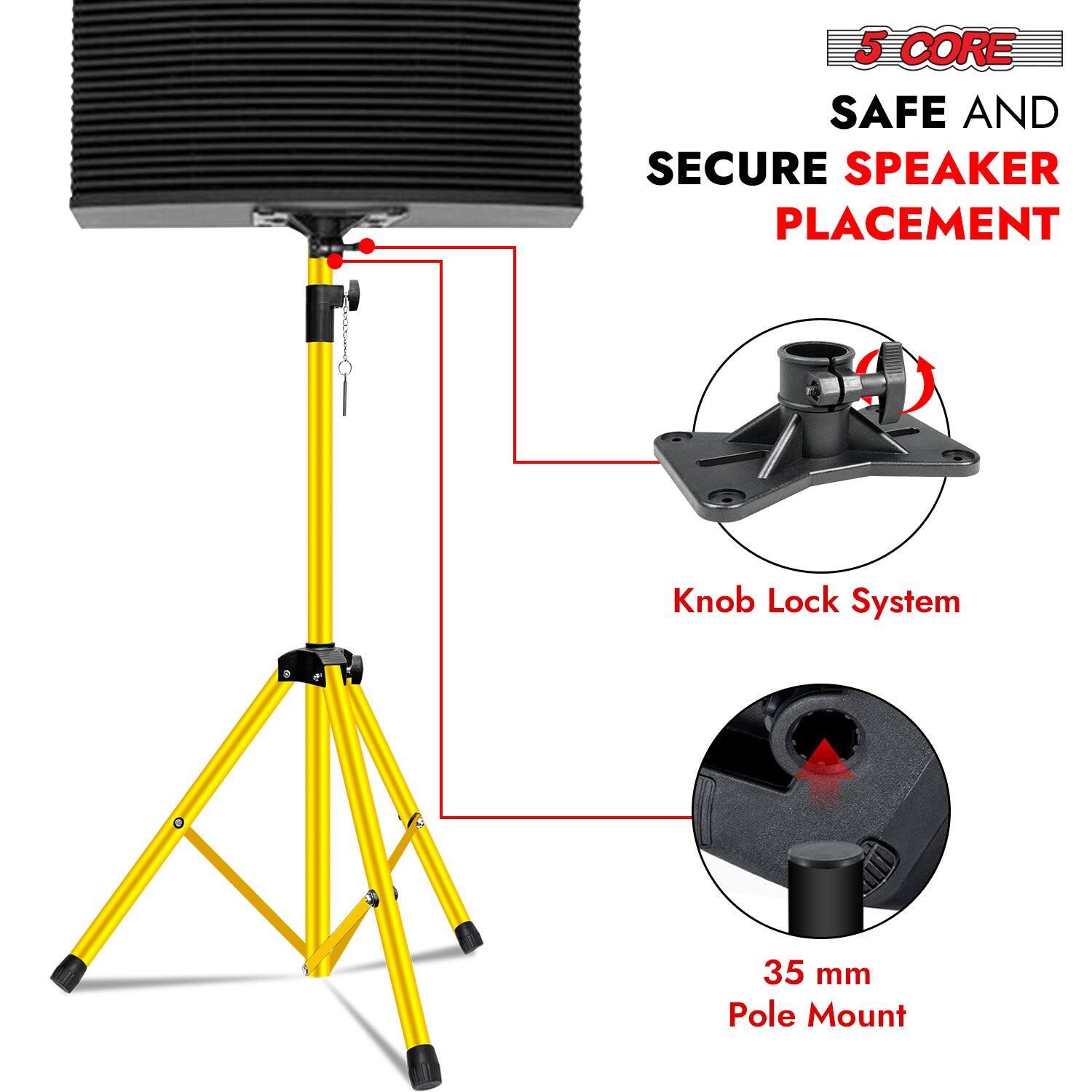 5 CORE SAFE AND SECURE SPEAKER PLACEMENT
- Knob Lock System
- 35 mm Pole Mount