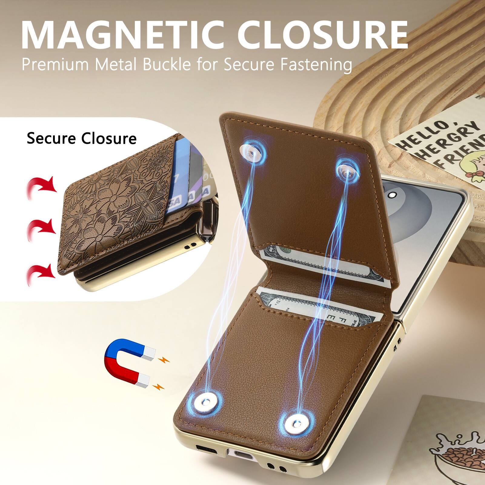 MAGNETIC CLOSURE  
Premium Metal Buckle for Secure Fastening  
Secure Closure  

HELLO, HERGRY FRIEND