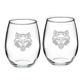Jardine - Arkansas State Red Wolves 2-Piece 21oz. Stemless Wine Glass Set - Multicolor