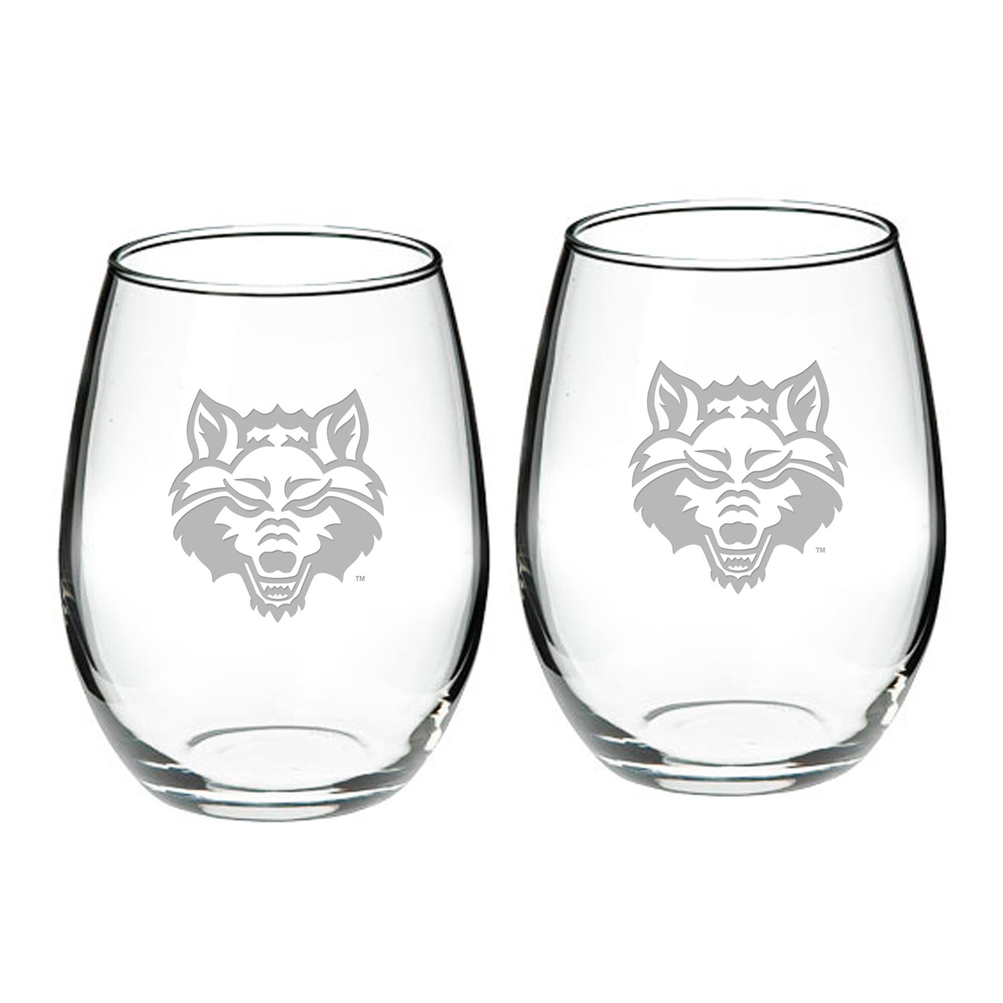 Front. Jardine - Arkansas State Red Wolves 2-Piece 21oz. Stemless Wine Glass Set - Multicolor.