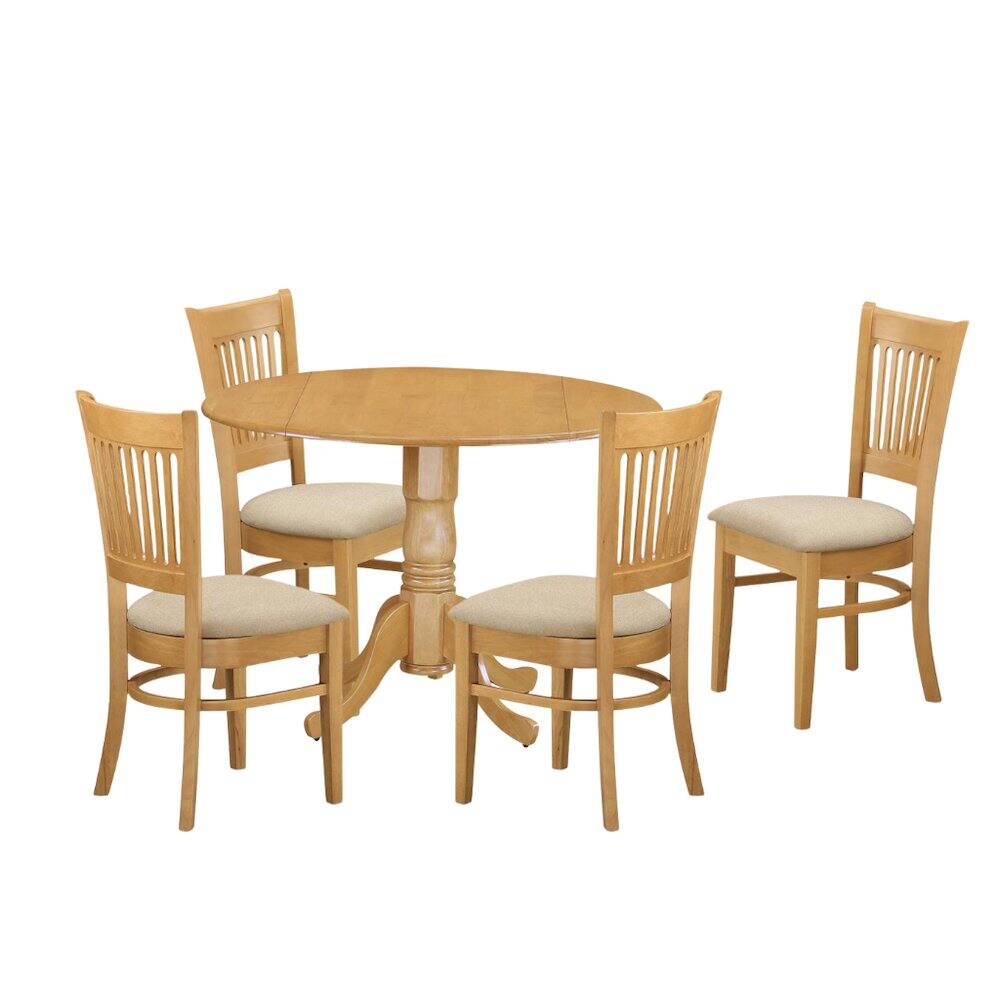 Left. Starlight Canyon Home - Elegant Brown Oak Dining Room Table Set for 4 - Oak.