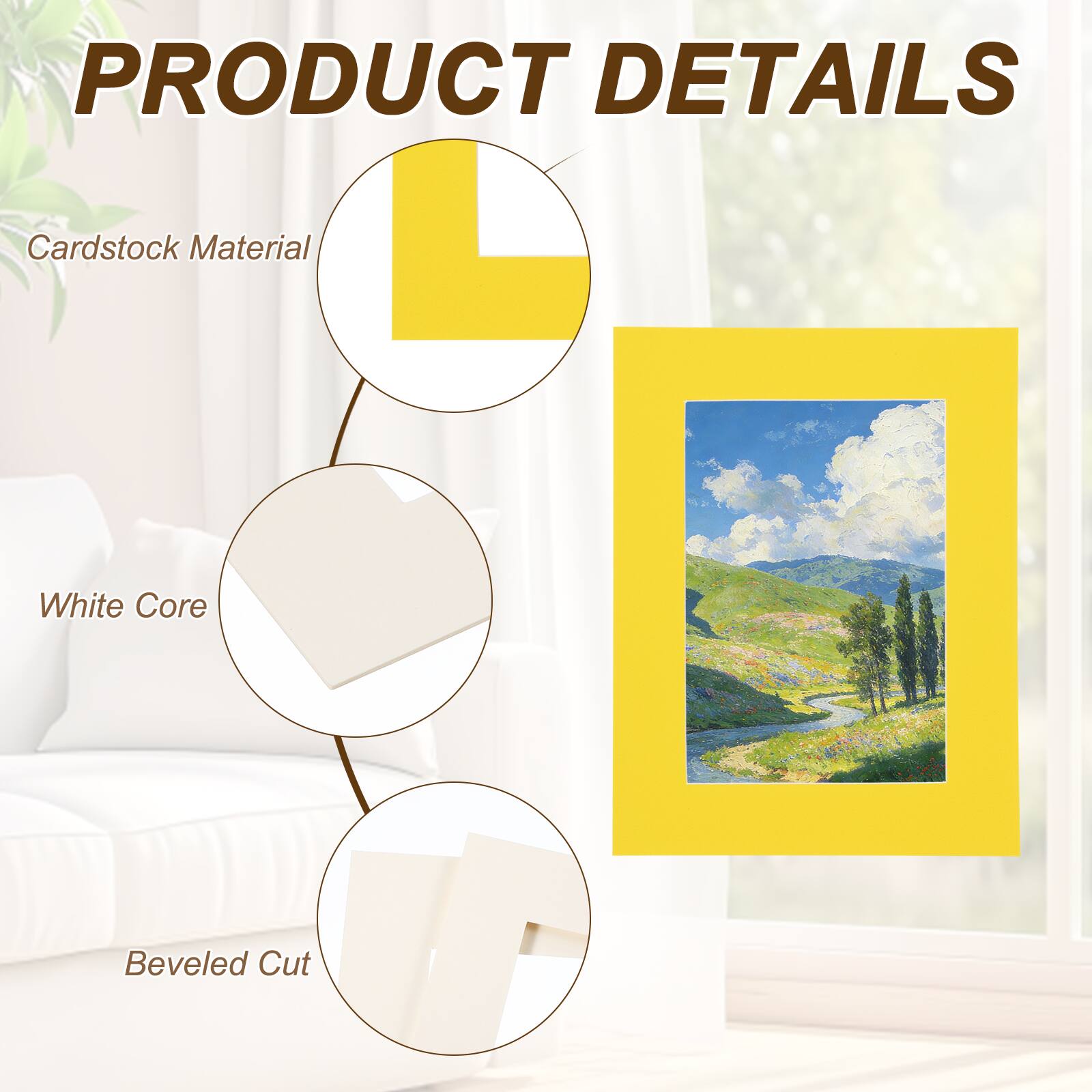 PRODUCT DETAILS  
- Cardstock Material  
- White Core  
- Beveled Cut