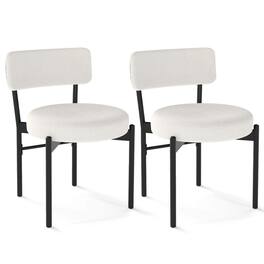 Costway - Dining Chair Set of 2 with Curved Backrest Padded Seat & Metal Legs for Dining Room - White