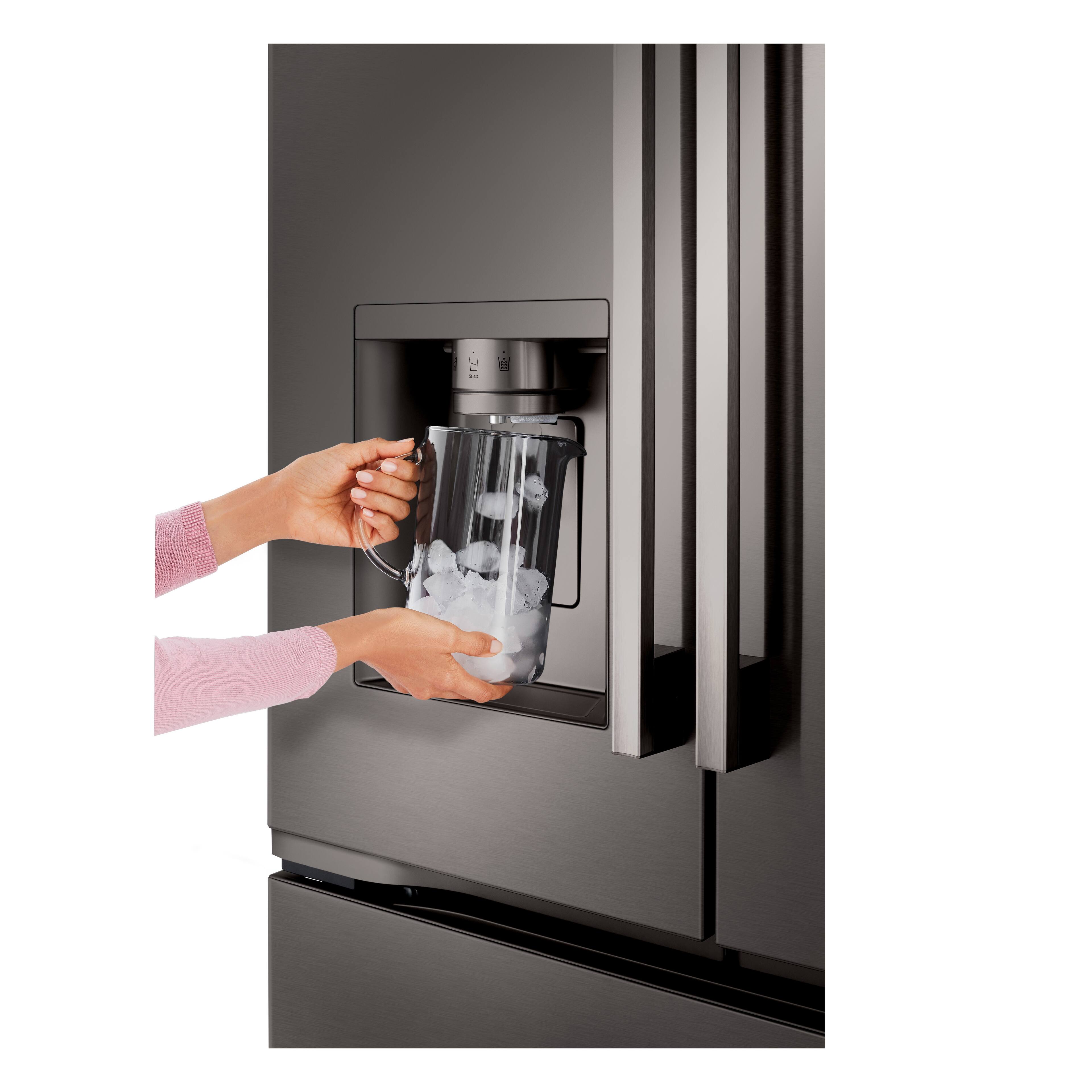 Alt View 16. LG - 36-in Counter-Depth MAX 23.7 Cu. Ft. French Door Smart Refrigerator with Zero Clearance and Dual Ice - PrintProof Black Stainless Steel.