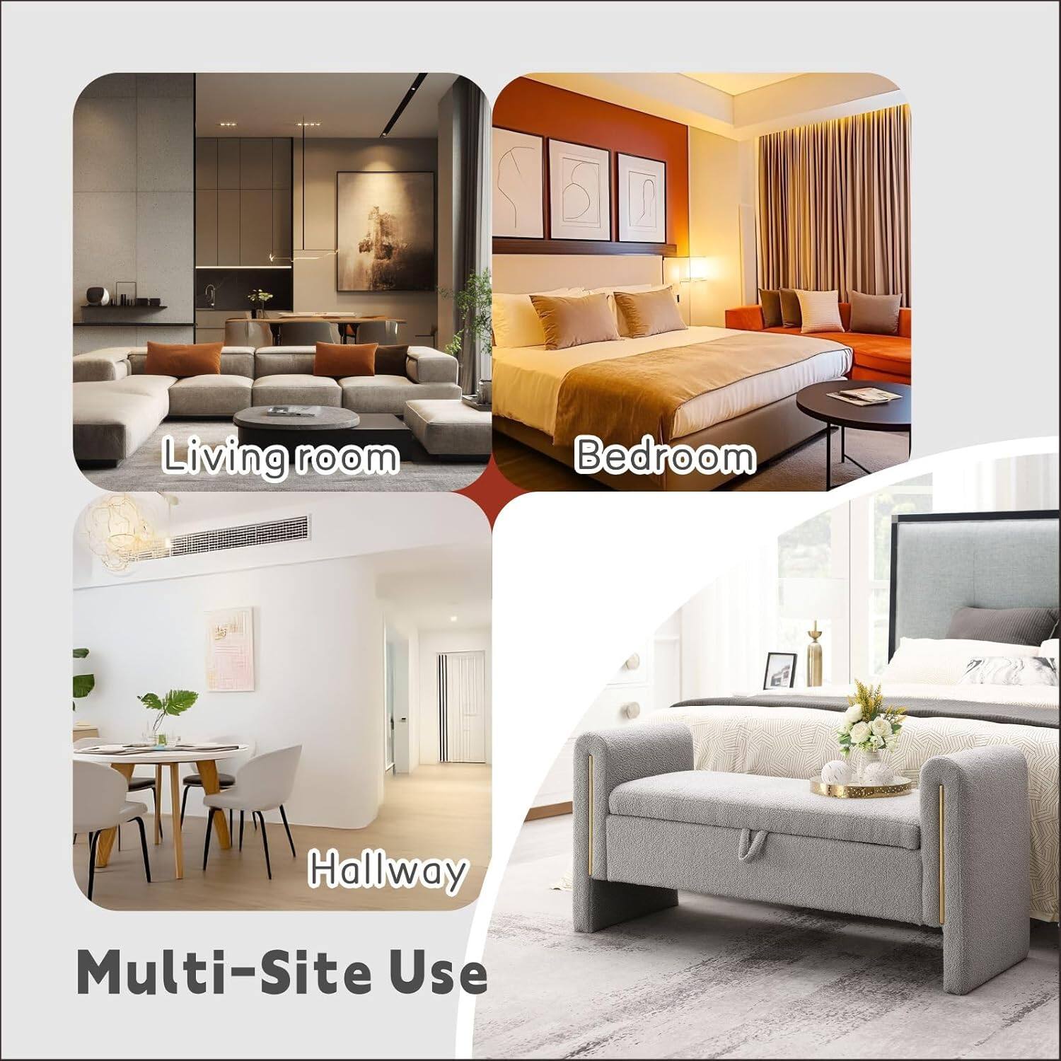 Living room  
Bedroom  
Hallway  
Multi-Site Use