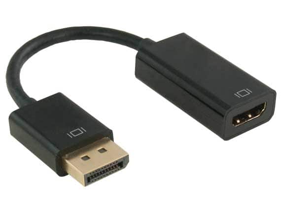 Cable Leader - DisplayPort to HDMI Adapter Cable, 6.5 Inch, Secure Latch, Gold-Plated - Black