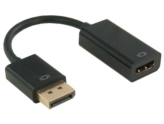 Cable Leader - DisplayPort to HDMI Adapter Cable, 6.5 Inch, Secure Latch, Gold-Plated - Black