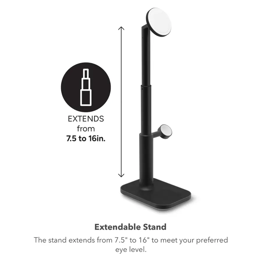 The image features an extendable stand that extends from 7.5 inches to 16 inches to meet your preferred eye level.