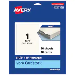 Avery - Printable Cardstock, 8.5" x 11", Ivory, 10ct - White