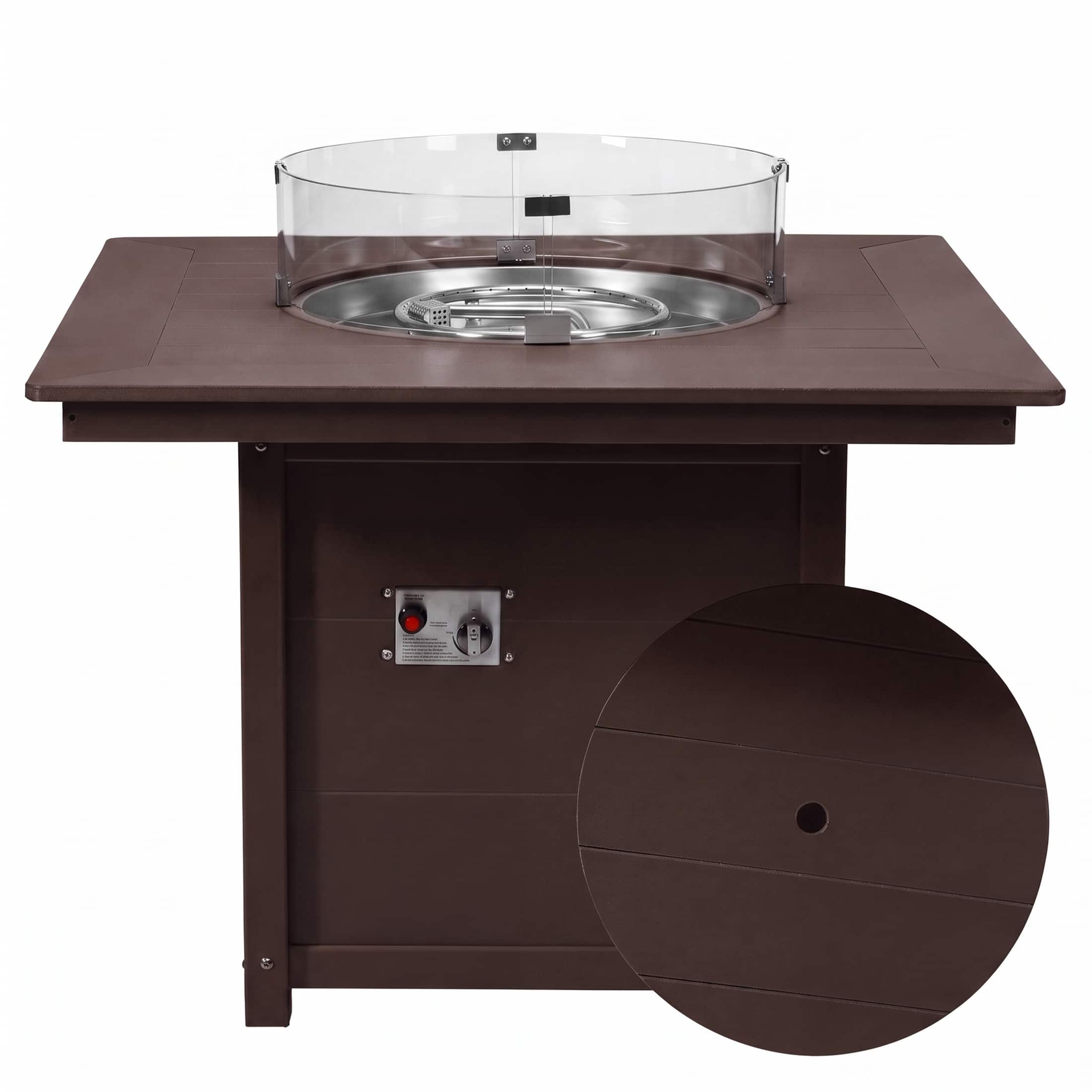 WestinTrends - Helios Modern Outdoor Patio Propane 42" Square Fire Pit Table - Dark Brown