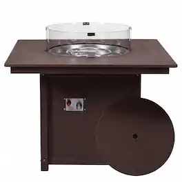 WestinTrends - Helios Modern Outdoor Patio Propane 42" Square Fire Pit Table - Dark Brown